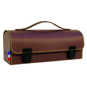 Luxury horizontal rigid case for 3 boules brown
