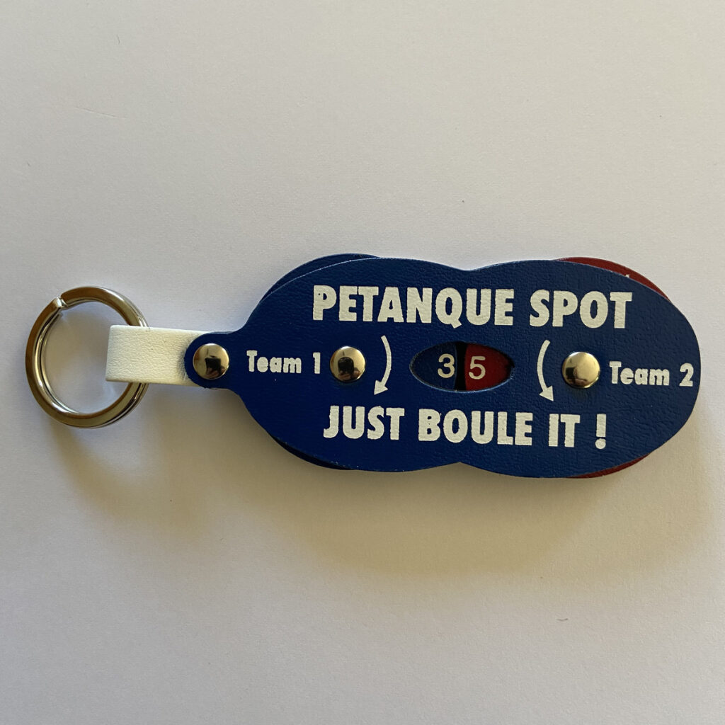 Score counter Petanque Spot - Blue leather front - rotating Manual discs for petanque game score from 0 to 13.