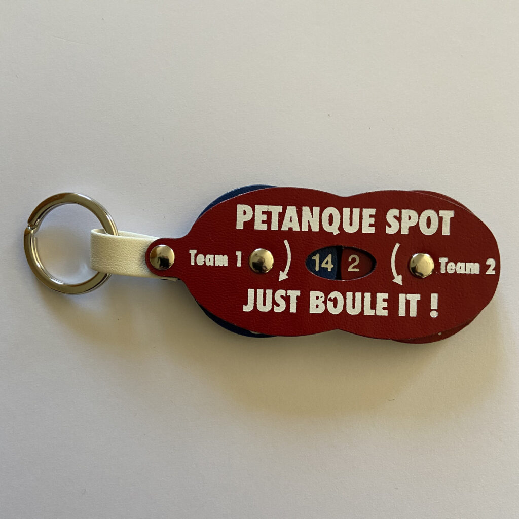 Score counter PETANQUE SPOT - Luxury version - Red leather front - rotating disc for pétanque games from 0 to 13 points